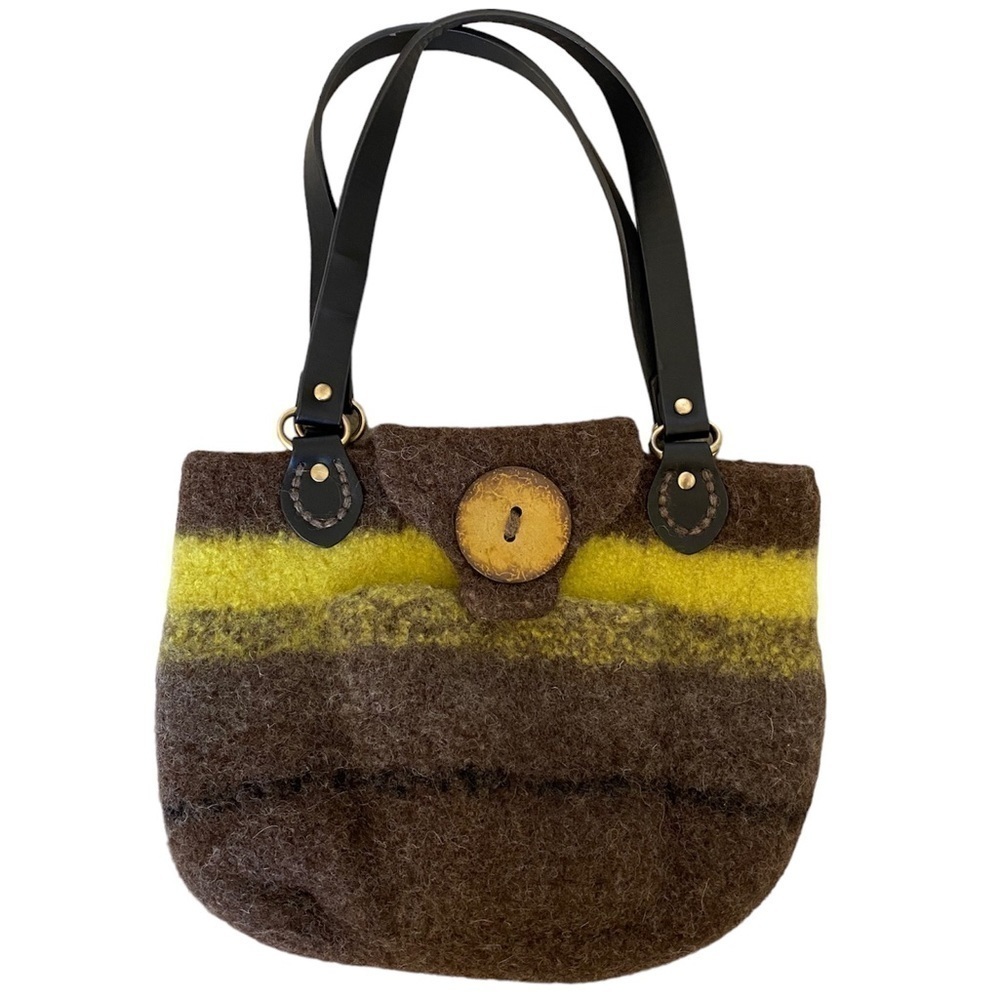 Beth Ballou New Wool Felted Hand Knit Shoulder Bag
